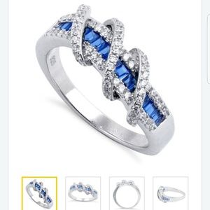 Sterling Silver Braided Blue CZ Ring size 8